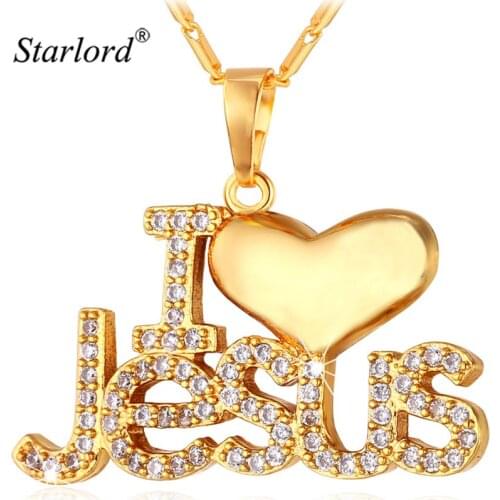 Starlord Jesus Piece Pendant Necklace Trendy Gold Color Chain Crystal Heart Necklace Women/Men Christian Jewelry P1128