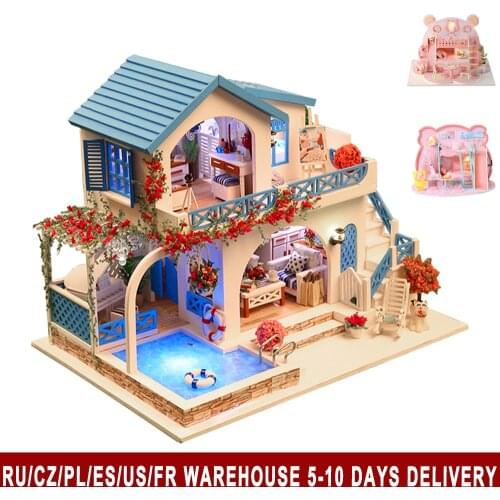 Colorful Miniature Dollhouse Children DIY Doll House Child Handmade Assembly Model House Toy Boy Girl Dollhouse Birthday Gift