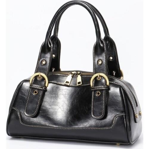 French Bag Female Handbags 2021 New Vintage Split Leather Shoulder Bags Fashion High Quality Top-Handle Bags Luxury Designer Bag