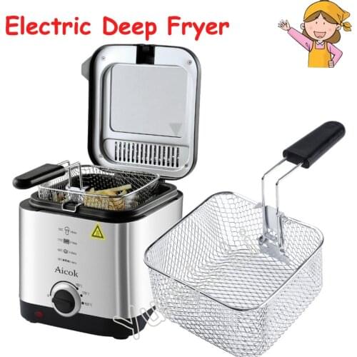 Electric Deep Fryer Mini Deep Fat Fryer Smart Home Fryer Large Capacity Oil-free French Fries Machine 1.5L