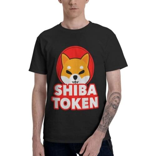Shiba Inu Dogecoin Shib Token T Shirt Men 100% Cotton Cool T-shirts Novelty Tshirt Short Sleeve Dog Cartoon Cryptocurrency Tee