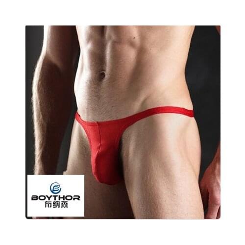 Private customized underwear BOYTHOR male stereo red panties T rims t 100% low-waist sexy cotton panties customize