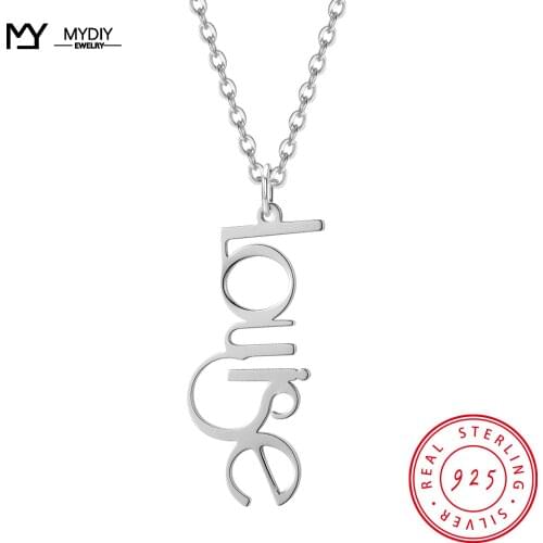Customized Name Necklace Personalized 925 Stering Silver Pendant Necklace Women Mens Customized Jewelry Girlfriend Gift MYDIY