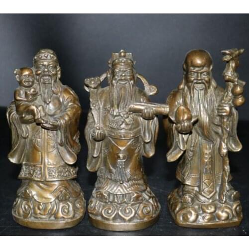 China brass Fu lu shou Buddha crafts statue