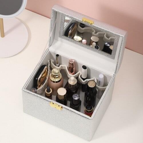 Cosmetic storage box dustproof PU skin beauty brush storage large-capacity creative portable waterproof cosmetic case