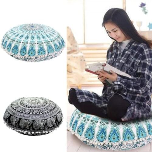 Round Mandala Floor Pillow Case Cover Indian Bohemian Cushion Cover Poufs Decorative Boho Pillowcase
