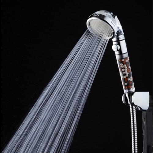 Bath Handheld Shower Head with On Off Switch Fixed Universal High Pressure Rain Showery Ionic Shower Head Filter for Hard Water