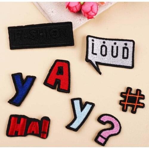 50pcs/lot Embroidery Patches Letters Clothing Decoration Accessories Question Mark Hashtag Diy Iron Heat Transfer Applique