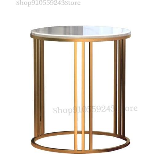 Nordic Style Ins Net Red Light Luxury Iron Side Table Marble Round Small Coffee Table Modern Minimalist Sofa Corner Table