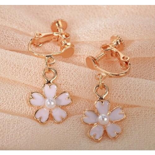 New Arrival Hot Fashion Perlas Girls Earing Brincos Oorbellen Bijoux Pink Cherry Blossom Stud Earrings For Women Jewelry