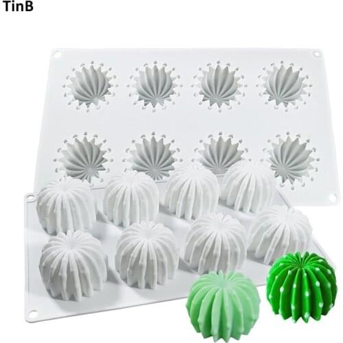New 8 Cavity Cactus Cake Baking Mold Silicone Baking Pan For Pastry Tools DIY Dessert Chocolate Mousse Cake Candle Plaster Molds