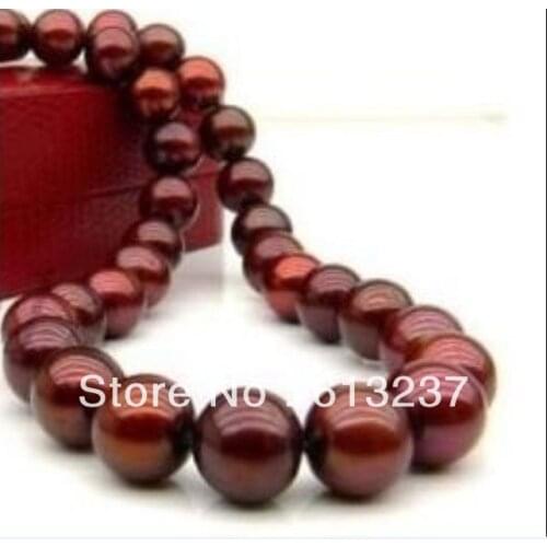 Wholesale price fashion 10mm chocolate shell simulated-pearl round beads necklace chains link necklaces jewelry 18inch MY2019