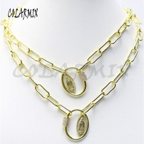 4strands Virgin Mary necklace not fade color necklace big link chain necklace fashion jewelry accessories for women 50977