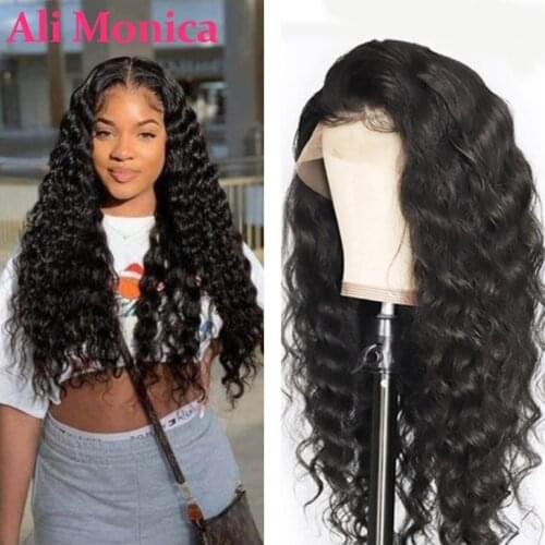 Loose Wave 13x4 Lace Frontal Wigs Human Hair With Baby Hair Natural Black Color Wig Remy 4x4 Closure Wig 20 22 24 26 28 30 inch