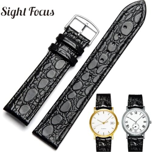 13mm 18mm 20mm Black Stitched Thin Watchbands for Longines L4.760.4 L2 Watch Band Man Genuine Leather Watch Strap Women Bracelet