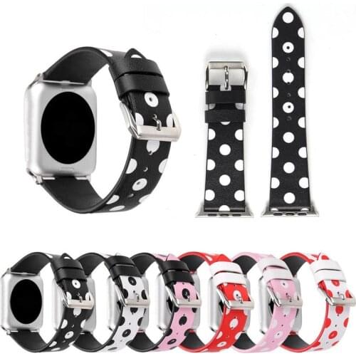 Polka Dots Printed Faux Leather Watchband for Apple Watch 44mm 40mm 38mm 42mm Watch Strap Bracelet for Iwatch Series 6 5 4 3 2 1