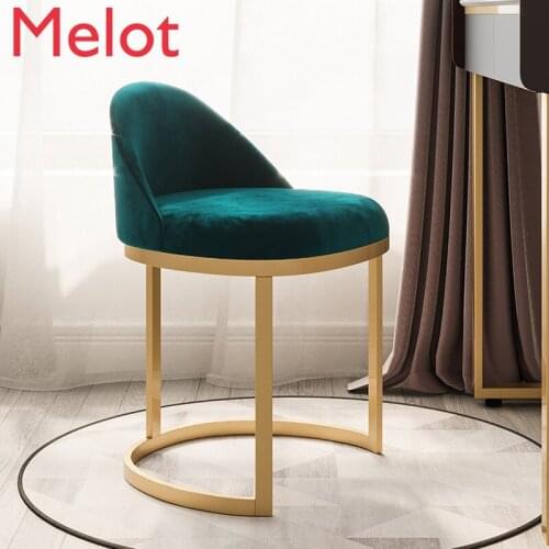 Luxury European Bedroom Dresser Stool Modern High-End Simple Backrest Chair Family Pack Accessories Metal Stool