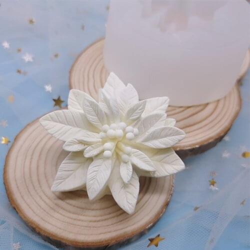 Christmas Poinsettia Flower Silicone Aromatherapy Plant Candle Mold Resin Moulds Cake Decorating Handmade Soap Fondant Making