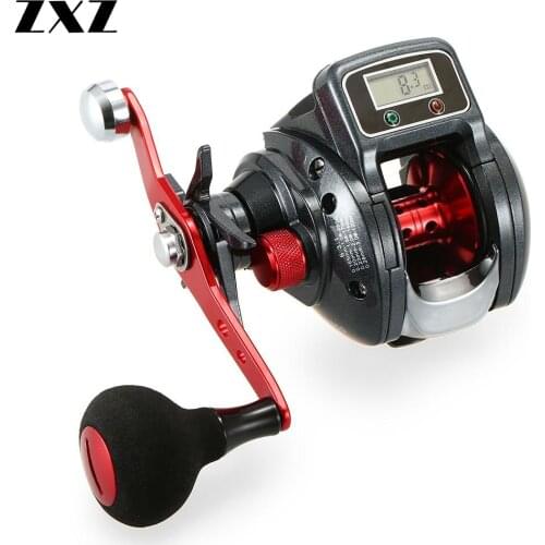 Digital Electric LED Display Lure Bait Casting Fishing Reel 13+1BB 6.3:1 Ratio Round Knob Metal Handle Baitcasting Wheel T4