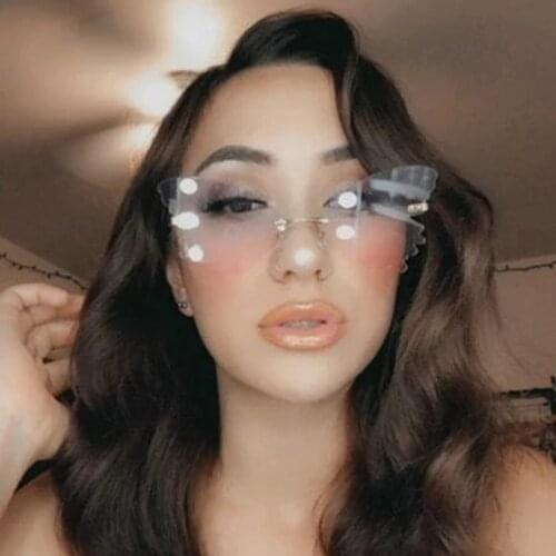 Vintage Sunglasses For Women Butterfly Shapes Eyewear Rimless Decorative Sun Glasses Coated Glasses Internet Net Recommended