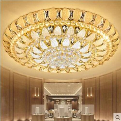Modern minimalist golden crystal lamp round living room lamp bedroom ceiling lamp LED restaurant cornucopia lamps lighting LED