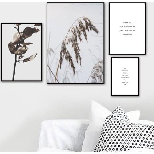 Dry Leaves Grass Snow Quote Wall Art Canvas Painting Nordic Posters And Prints Wall Pictures For Living Room Bedroom Home Decor