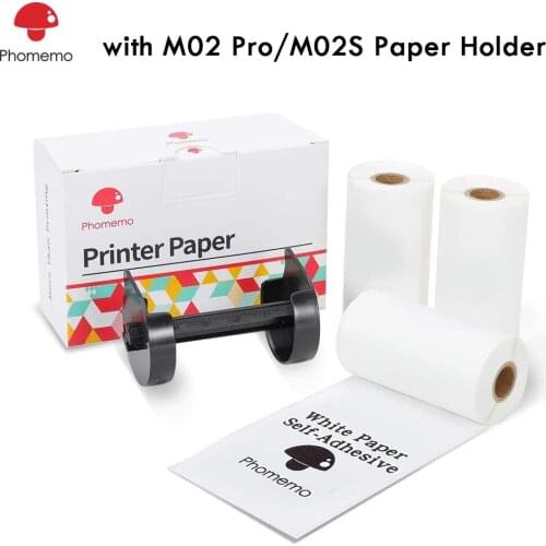 Thermal Paper Autoadhesivo Papel Printable Sticker Label for M02/M02S/M02Pro Printer Papier Photo Rollo Papel with Paper Holder