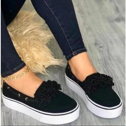 Shoes Woman 35-43 2021 New Style Large Plus Size Womens Fashion Slip Cover Mouth Flat Shoes Luxury Outdoor Platform Shoes