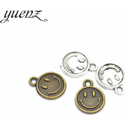 YuenZ 30pcs Smiley face Charms Antique Silver color Plated Metal Pendant For Jewelry Making Necklace DIY Crafts 17*13mm I171