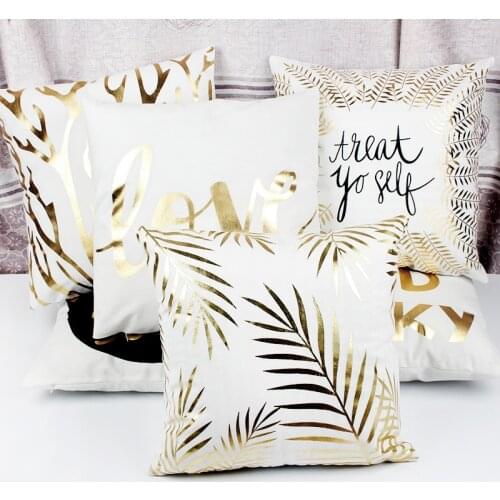 Golden Bronzing Cushion Cover Printed Pineapple Luxury Tropical Polyester Home Decorative Pillows Cover for Sofa Pillowcase
