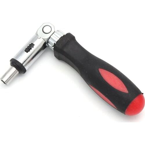 1pc Red Handle Screwdriver Ratchet Multi-functional Portable Wrench Handle Hexagonal Screw Driver 0~180 Switch