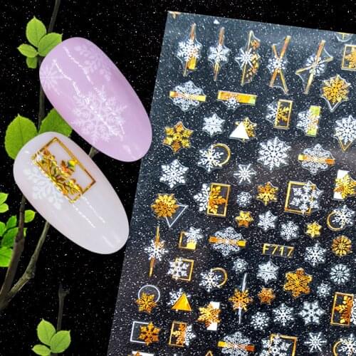 3D Nail Sticker Decals Self-adhesive Stickers for Nails Laser Christmas Snowflake Line Stickers for Manicure Nail Art Decoration