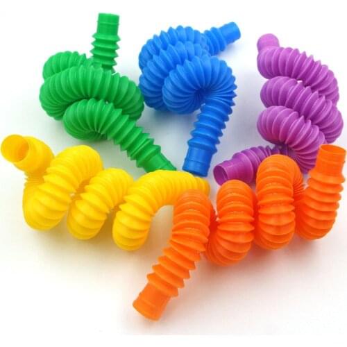4 PCS Colorful Plastic Pop Tube Coil Children Creative Magical Toys Circle Funny Toys Early Development Educational Folding Toy