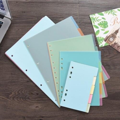 5PCS Office Classification Translucent Plastic Separator A4 / A5 Color Label Separation Index Card Loose-leaf Paper