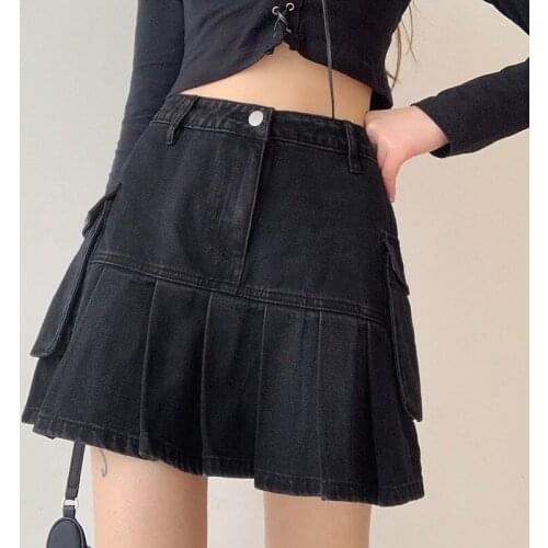 Accessories Dark Academia Vintage Womens Denim Fairy Grunge Skirt FairyCore Y2k Clothes Mujer Fairy Core Pencil Gothic Jean Mini