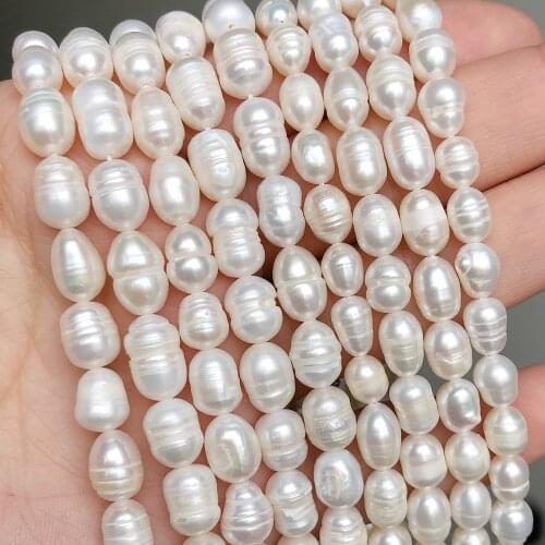 White Freshwater Pearl Beads Rice Shape Loose Spacer Pearls Beads For DIY Women Handmade Bracelet Charms Accessories 15''inches