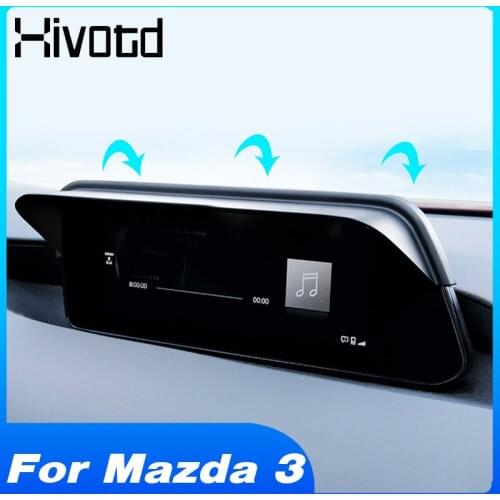 Hivotd For Mazda 3 2021 2020 2019 Accessories GPS Navigation Panel Cover Screen Sunshade Protection Trim ABS Strips Modificate