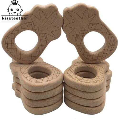 Baby Teether Pineapple Pendant Baby DIY Jewelry Pendants Necklace Bracelets Accessories BPA Free Pacifier Wooden Ananas Teether