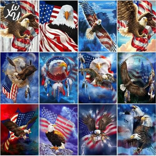 Eagle Diamond Painting Kit Diamond Painting American Flag Diamond Embroidery Cross Stitch Kit Birds Embroidery for Diy Decor Kit