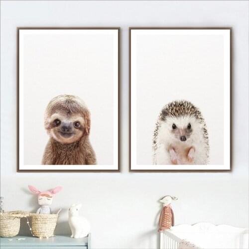 Woodland Animals Art Posters and Prints Sloth Wall Art Canvas Painting Baby Hedgehog Wall Pictures For Study Room Home Decor