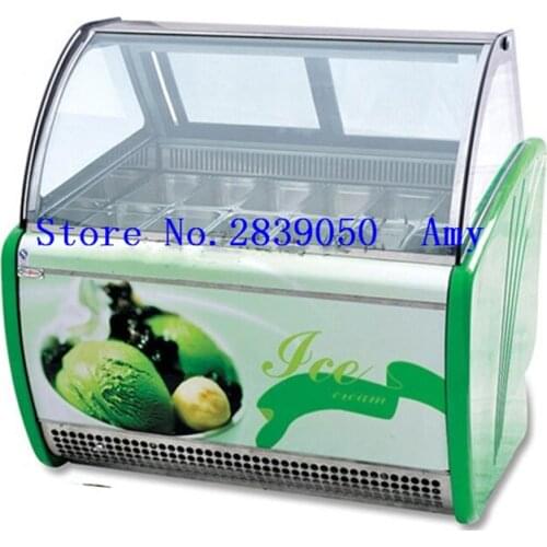 Commercial Refrigerator Equipment Ice Cream Display Showcase Freezer With 12 Pans