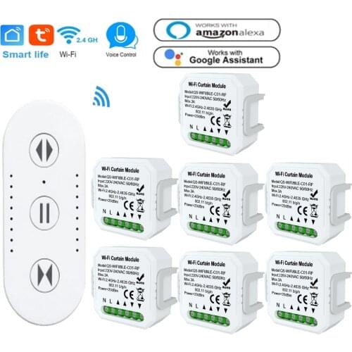 Tuya WiFi RF Curtain Switch Module APP/Voice Remotes Control Compatible with Alexa Google Home Timing Family Sharing Control