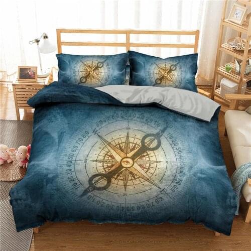 New Sailing Compass Digital Printing Bedding Set With Pillow Case Polyester Fabric Comforter Bedspread Cartoon Duvet Cover