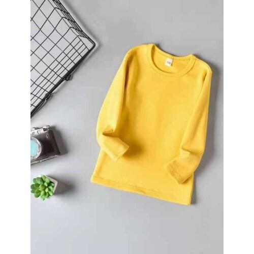 Hot Sale Childrens Wear Sweater Spring & Autumn Boy & Girls long sleeved Solid T-Shirts Kids Tops Teenager Soft Clothes Retail
