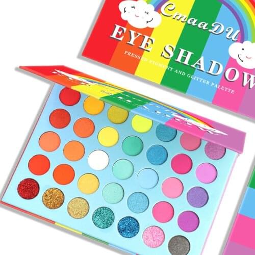 35 Colors Pastel Eyeshadow Palette Waterproof Rainbow Neon Eyeshadow Pallete Colorful Eye Shadow Lasting High Pigment