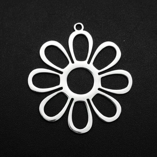 5pcs/lot 100% Stainless Steel 20x31mm Sun Flower DIY Charm Pendant Wholesale Jewelry Bracelet Making Charms OEM Order Accepted