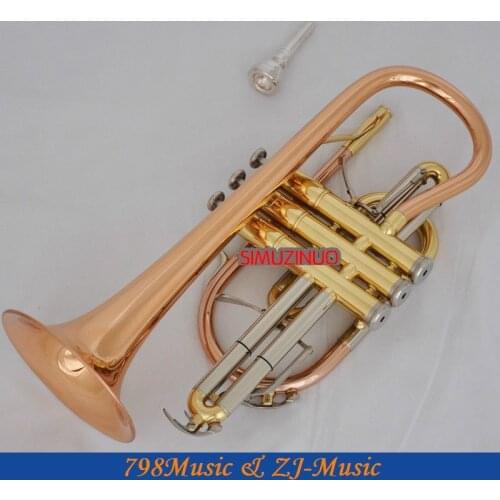 Professional Rose Brass Cornet horn B-flat NEW Double triggers Trumpet With Case