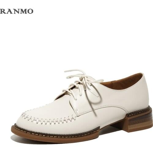 Simple and versatile lace-up flat shoes womens shoes casual comfortable shoes daily commuter shoes leather shoes luxury shoes