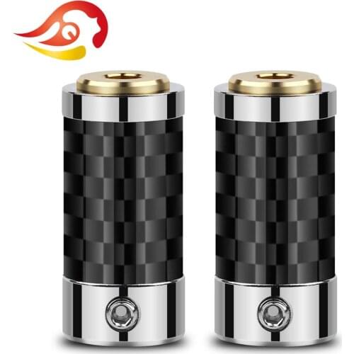 QYFANG 2.5mm 3.5mm Earphone Female Audio Jack 3 Contact Plug Metal Adapter Bright Carbon Fiber Shell Headphone Wire Connector