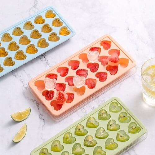 Silicone Ice Mold Square Round Heart Shape Cube Maker Trays with Lids Cover Removable DIY Icecream Tools Kitchen Bar Accessories